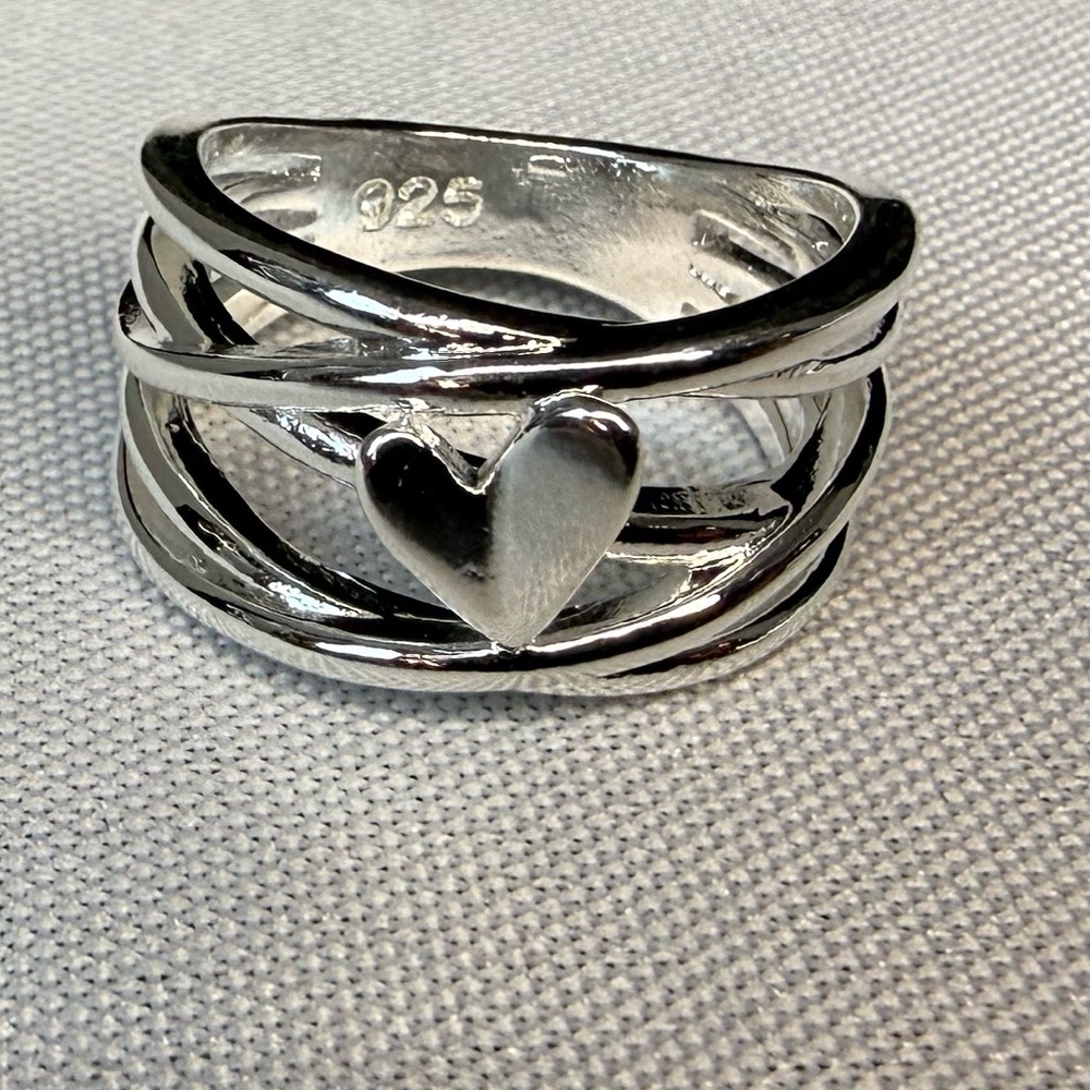 Heart Openwork Ring 925 Sterling Silver - Size 7 - Picture 5 of 9